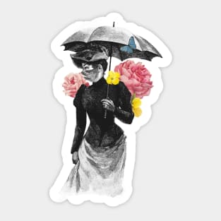 Hand drawn lady with umbrella Sticker